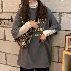 Real photo 2021 new summer clothes letter printing loose large edition Short Sleeve T-Shirt Top Women's cotton