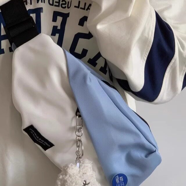 ins斜挎包男中性潮牌单肩包包百搭运动腰包休闲胸包女学生韩系