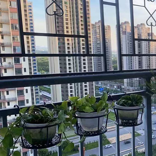 阳台悬挂护栏花架免安装铁艺栏杆简约吊篮绿萝多肉花盆架子