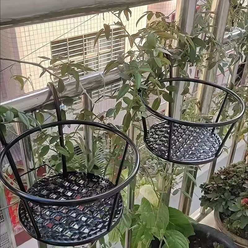阳台镂空花架栏杆花架子置物架悬挂花盆架护栏花盆托架挂架铁艺