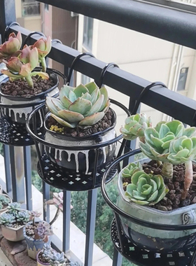 花架阳台悬挂式铁艺花篮栏杆护栏窗台绿萝吊兰花盆架家用置物挂架