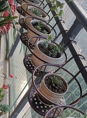 花架阳台悬挂式铁艺花篮栏杆护栏窗台绿萝吊兰花盆架家用置物挂架