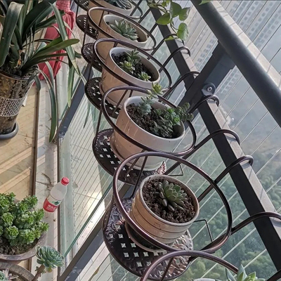 花架阳台悬挂式铁艺花篮栏杆护栏窗台绿萝吊兰花盆架家用置物挂架