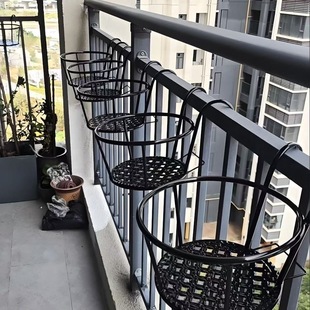 花架阳台悬挂式 铁艺花篮栏杆护栏窗台绿萝吊兰花盆架家用置物挂架