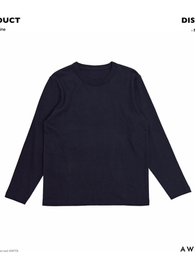 AWIYA璈雅 300g 酵洗碳素磨毛四本针双罗纹口全棉打底长袖t AW202