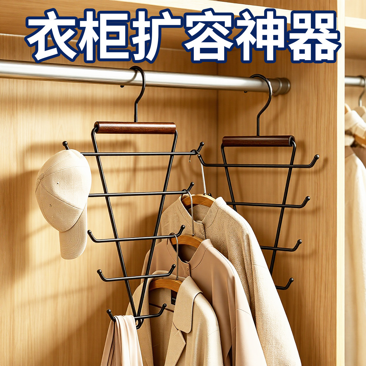 铁艺V型双边衣架收纳架衣柜一钩多挂式衣架宿舍多层挂钩架衣帽架