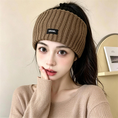 秋冬针织厚发带女宽边毛线束发带洗脸运动月子护额保暖头饰包头帽