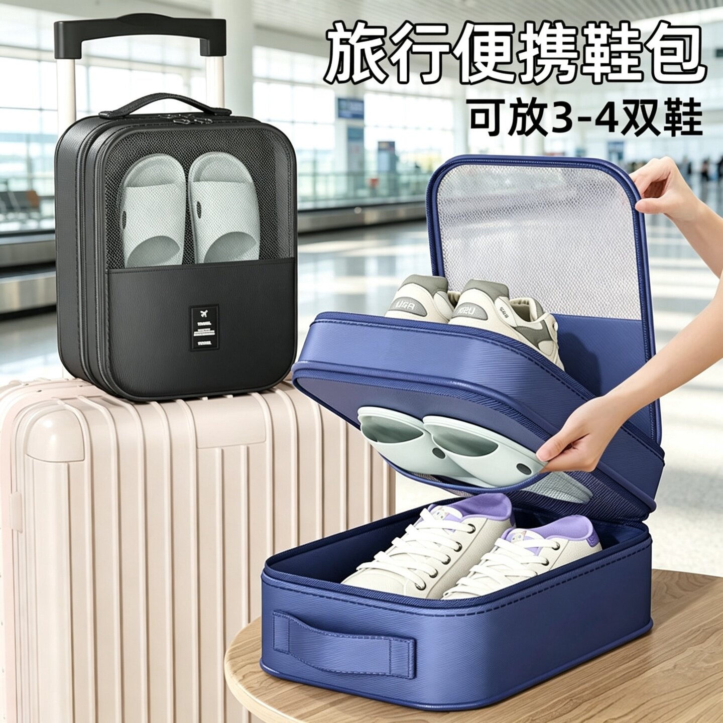 鞋子收纳袋出差旅行便携行李箱鞋包鞋套收纳盒防尘装鞋子收纳神器