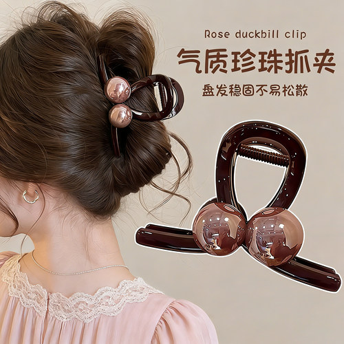 高级感气质抓夹2026新款鲨鱼夹大号发夹后脑勺发量多盘发头饰夹子