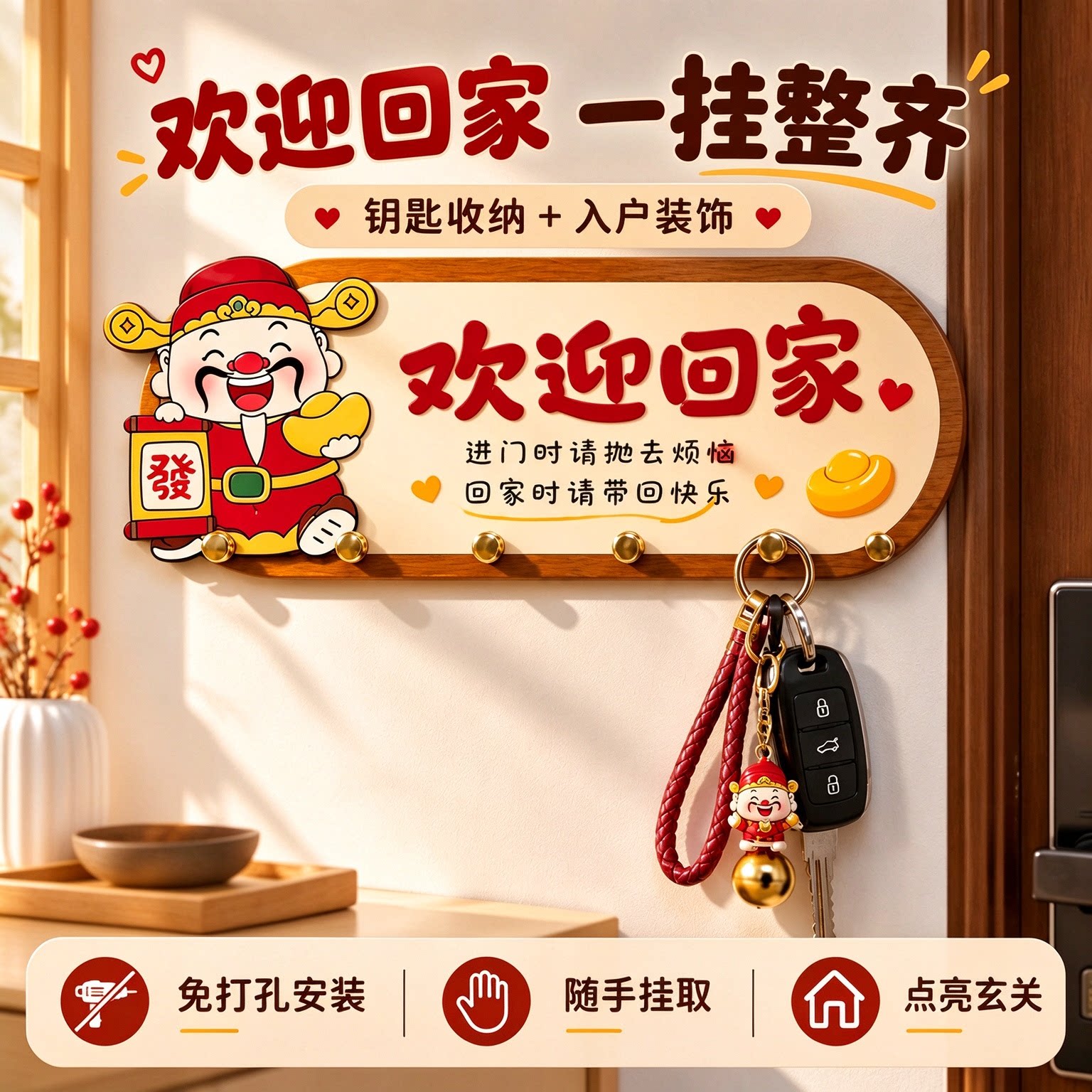 招财猫欢迎回家装饰摆件入户门