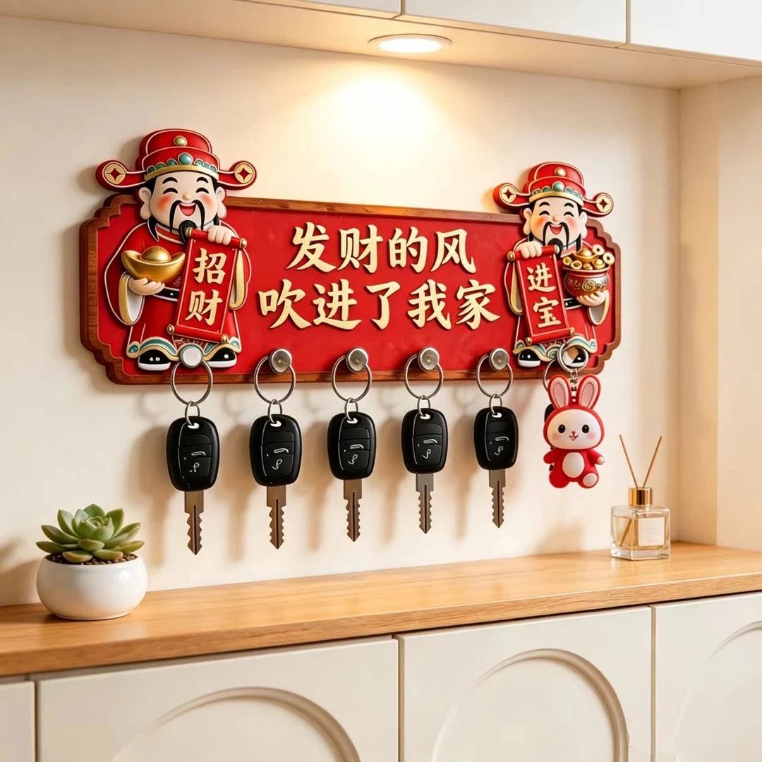 财神招财钥匙挂钩免打孔