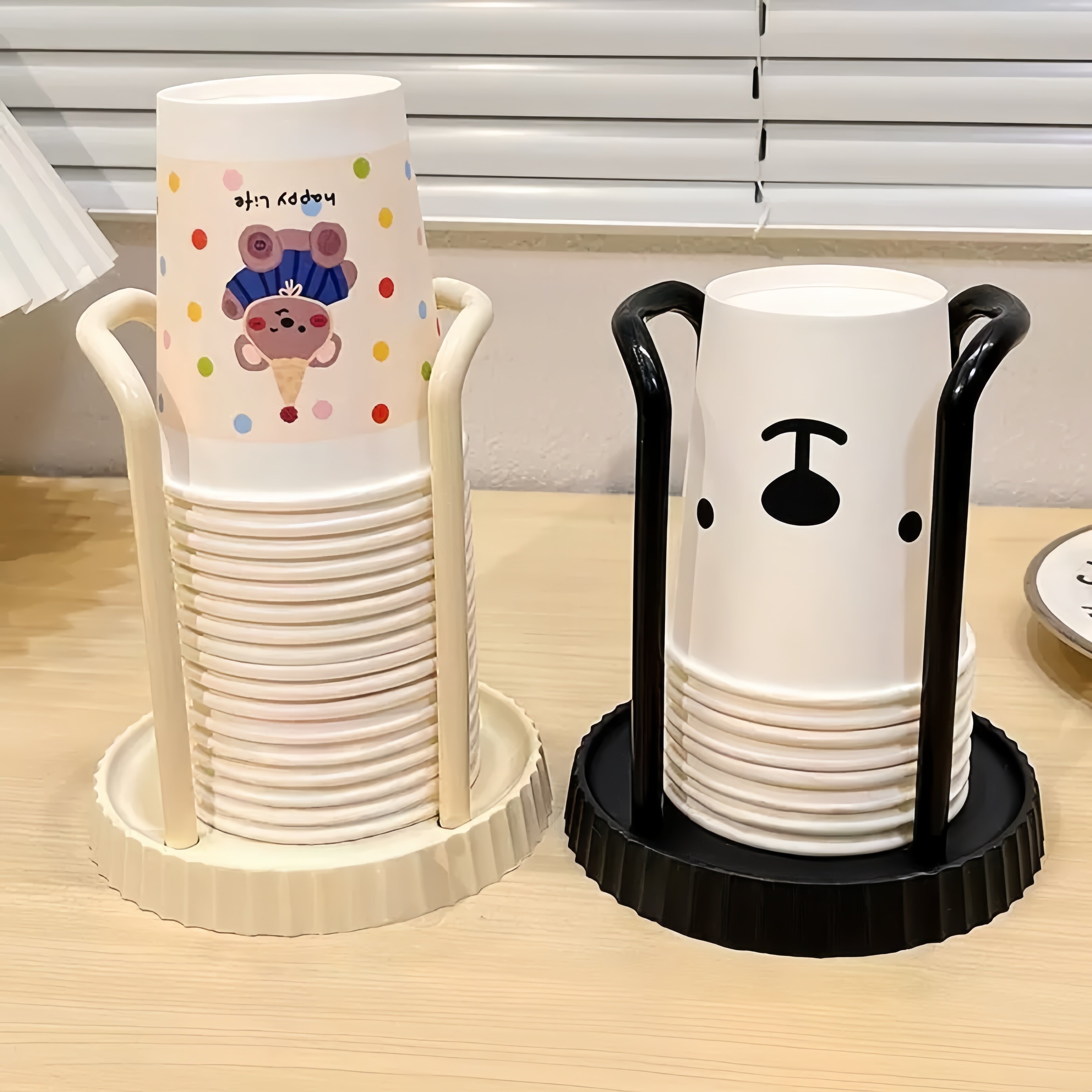桌面纸杯收纳架家用饮水机吧台奶茶咖啡店一次性杯子取杯器置物架