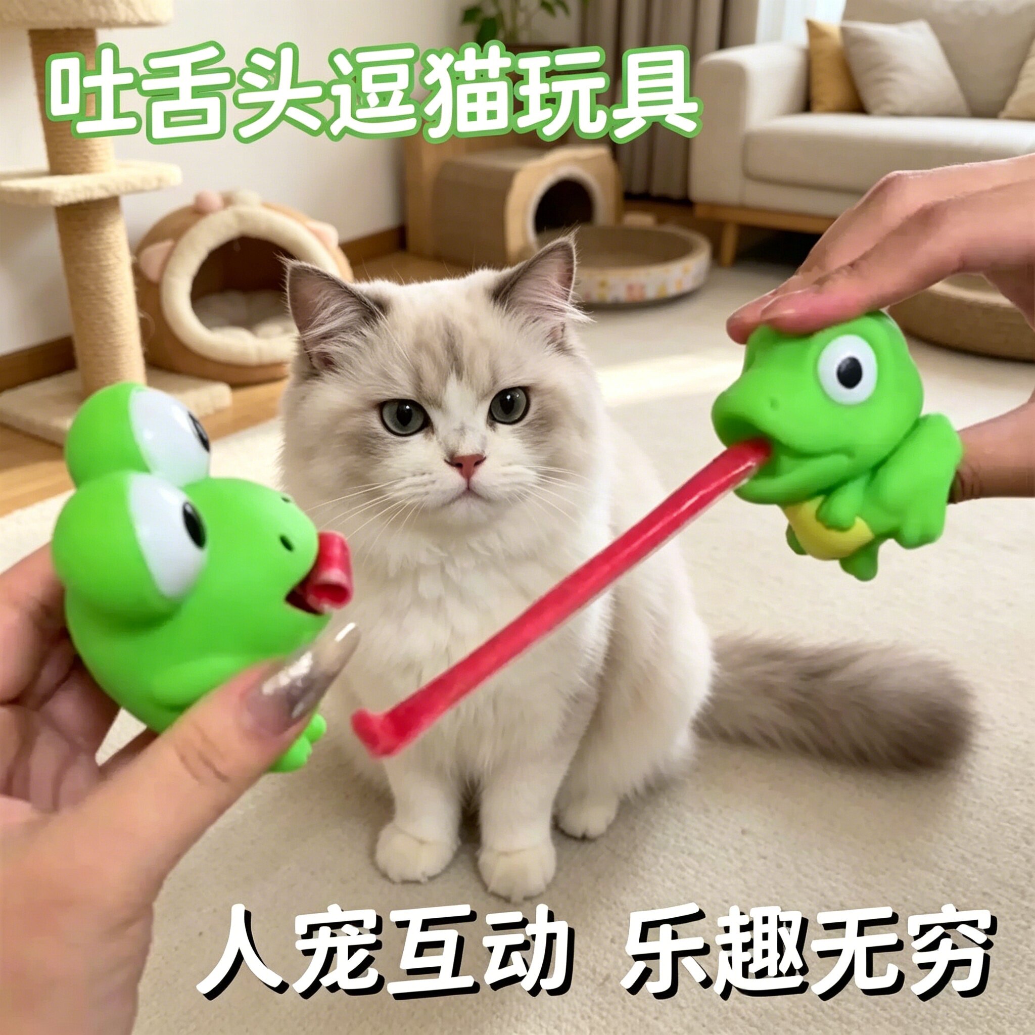 猫咪玩具创意青蛙恐龙捏捏发声解压逗猫互动益智消耗精力玩具用品