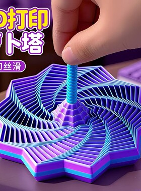 3D打印视错觉折叠儿童益智玩具多边形萝卜塔解压螺旋立体设计玩具