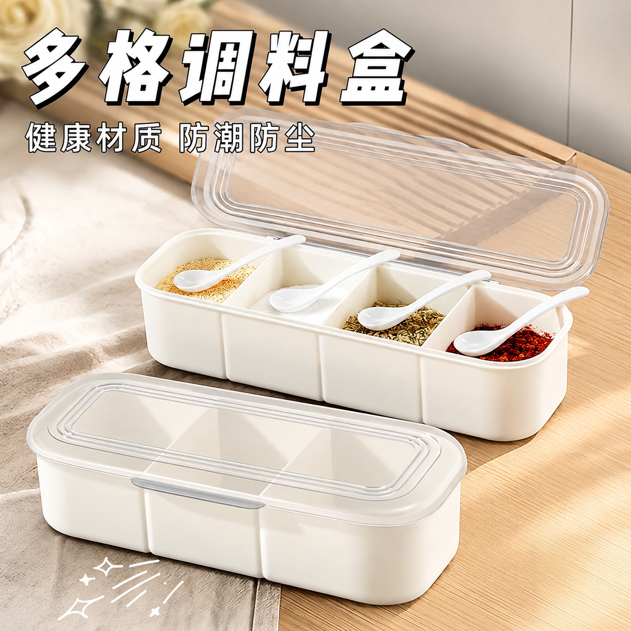 厨房一体多格防潮调味盒