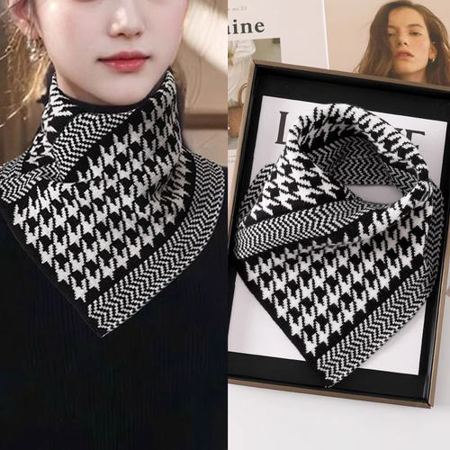 男女通用秋冬季针织围脖千鸟格