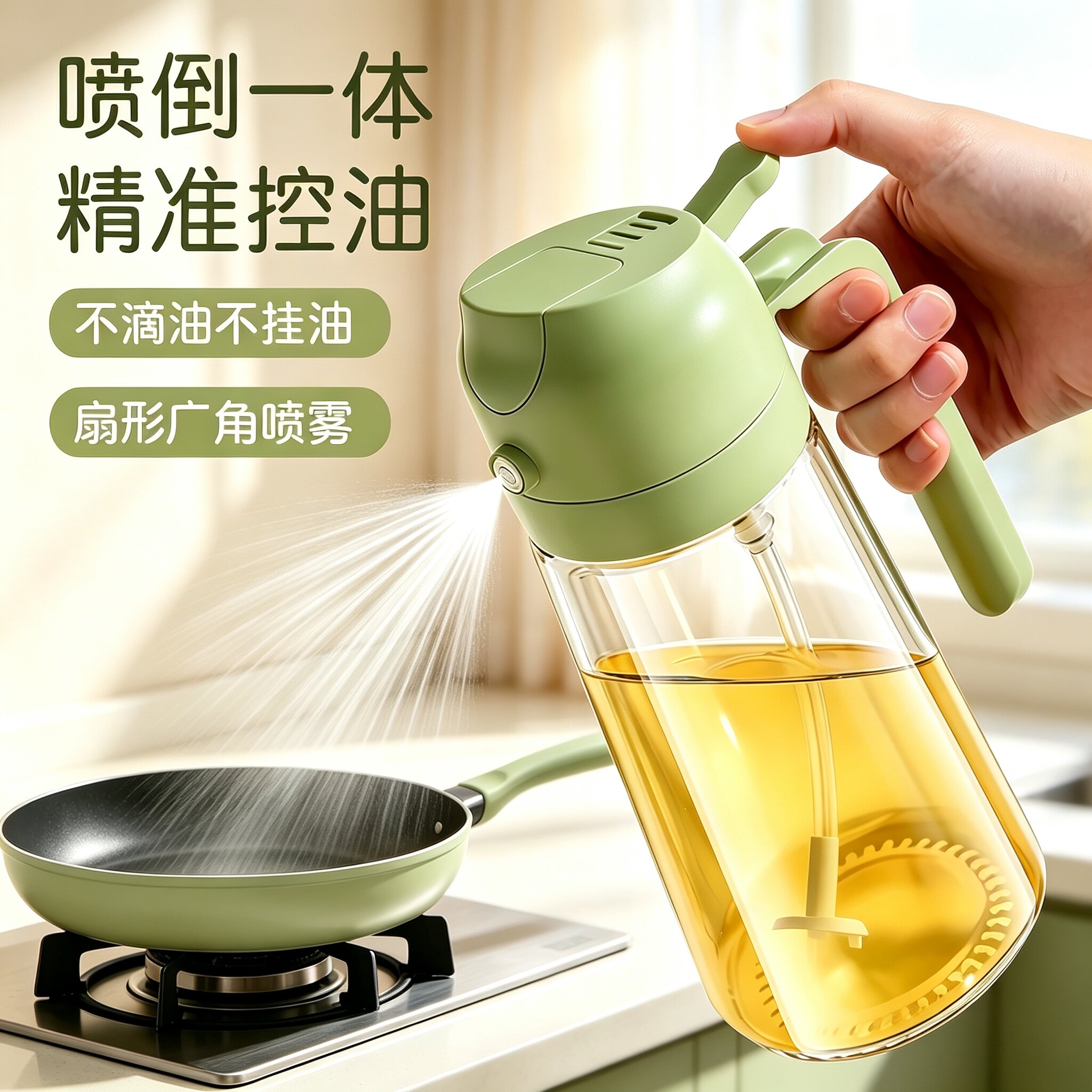 喷油壶喷倒两用雾化状食品级玻璃不挂油防漏酱油醋调料瓶厨房家用