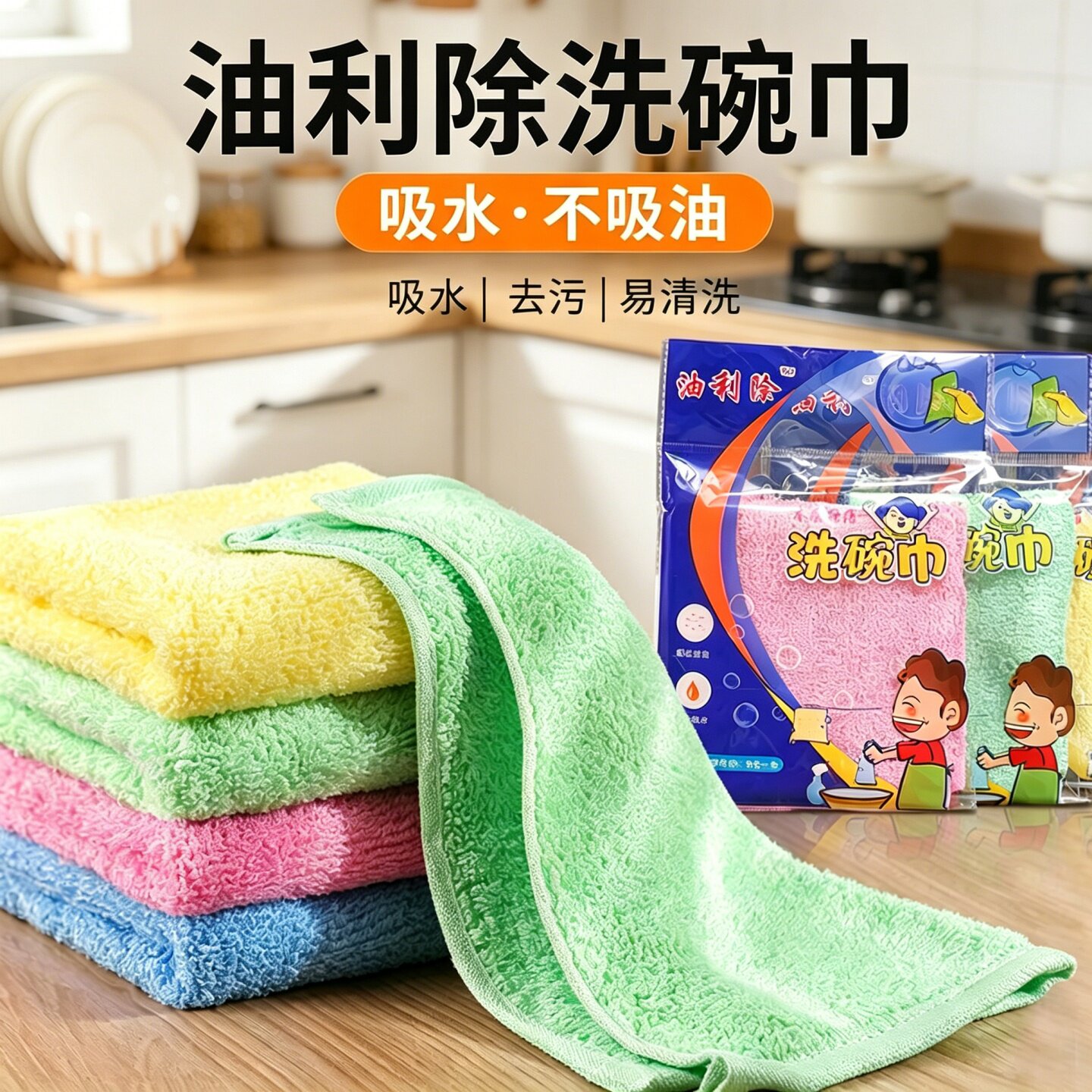 油利除洗碗百洁抹巾海绵擦木纤维去清油吸水不掉毛柔软厨房洗碗巾