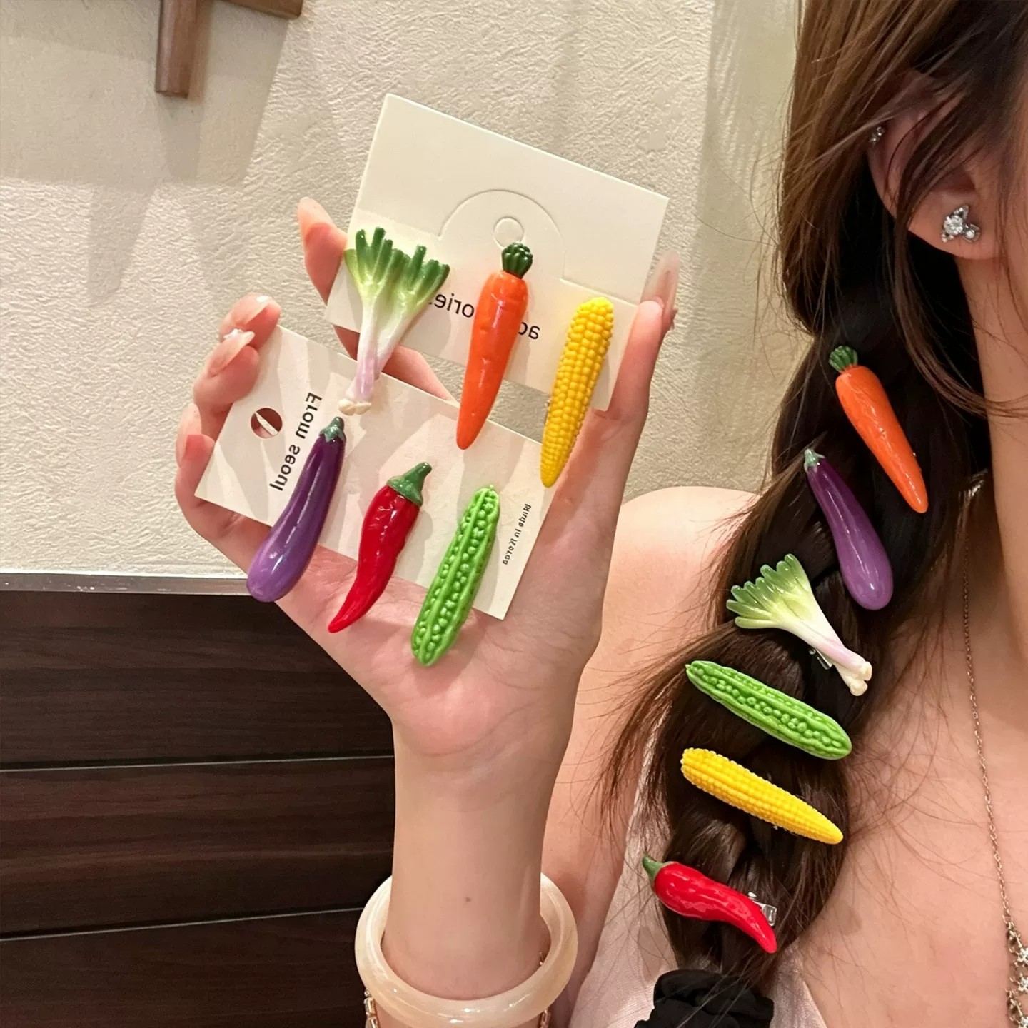 可爱趣味蔬菜造型发夹搞怪少女碎发鸭嘴夹卡通食玩百搭网红边夹