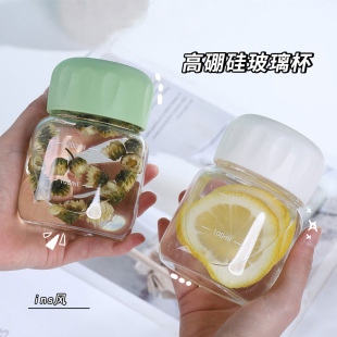玻璃杯女水杯高颜值带刻度迷你透明豆浆牛奶杯子高硼硅胖胖杯 新款