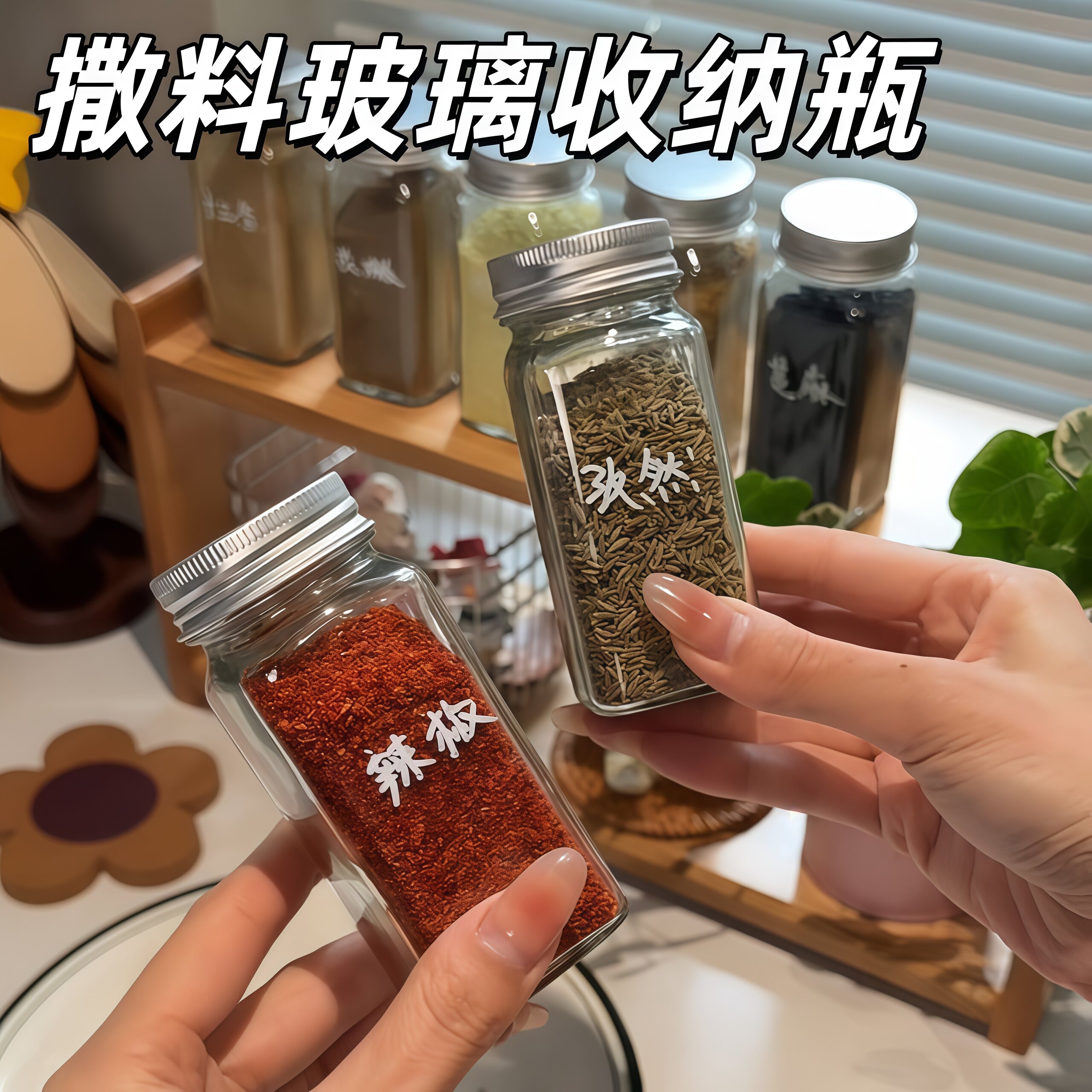 厨房调料调味瓶防潮玻璃瓶胡椒粉玻璃调味瓶烧烤瓶密封罐控盐瓶子