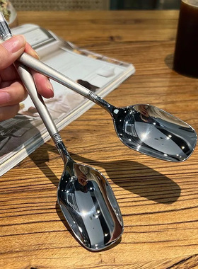 不锈钢勺子家用长柄儿童餐勺专用吃饭汤勺高颜值饭勺汤匙调羹粥勺