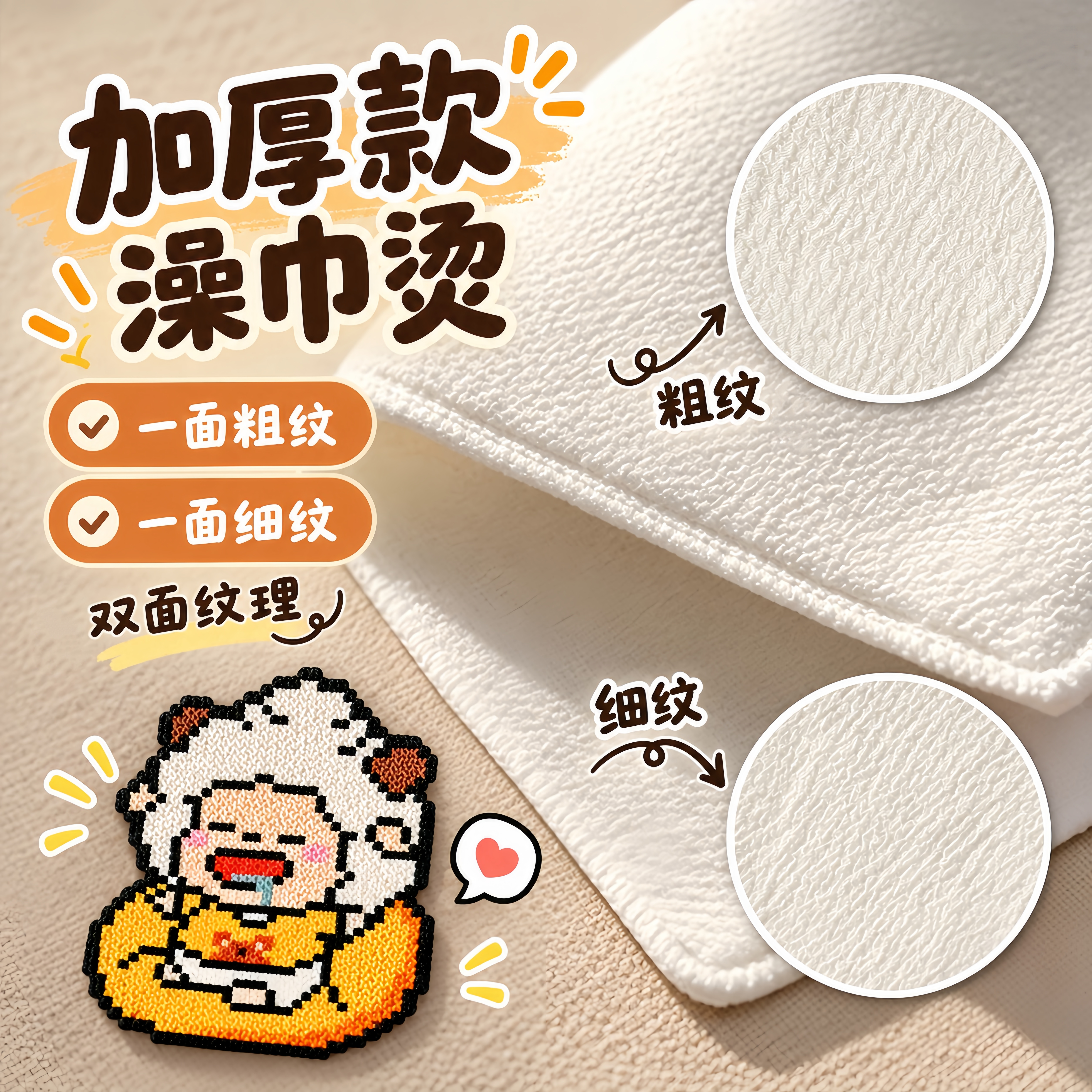 拼豆搓澡巾烫豆专用大块白色diy手工烘焙布耐高温超绝肌理感好撕