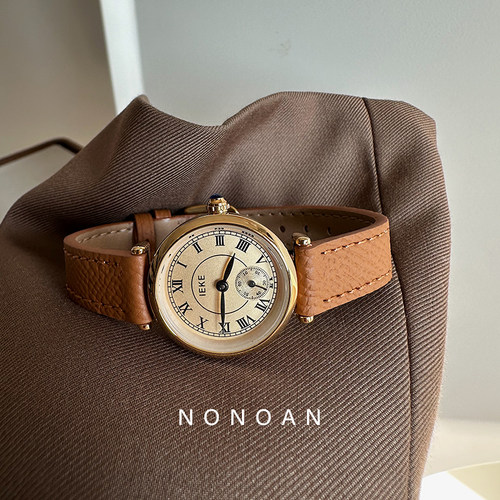 NONOAN 经典罗马数字皮带款手表女复古圆形学生精致高级感简约ins