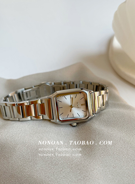 NONOAN 简约复古小众ins风罗马刻度气质小方盘手表女学生钢带腕表