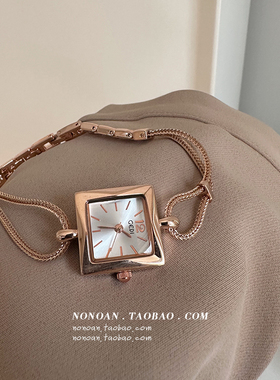 NONOAN 小香风vintage宫廷小众轻奢中古风高级感手链条小方形手表