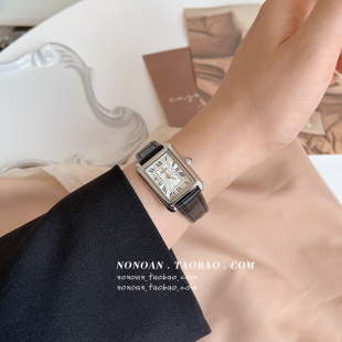 NONOAN 方形高级感复古罗马数字ins风手表女学生极简约气质石英表