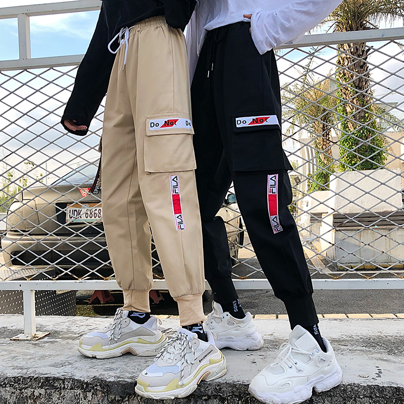 Women's fashionable black overalls autumn cool and handsome Street hip-hop fashion ins high waist Capris