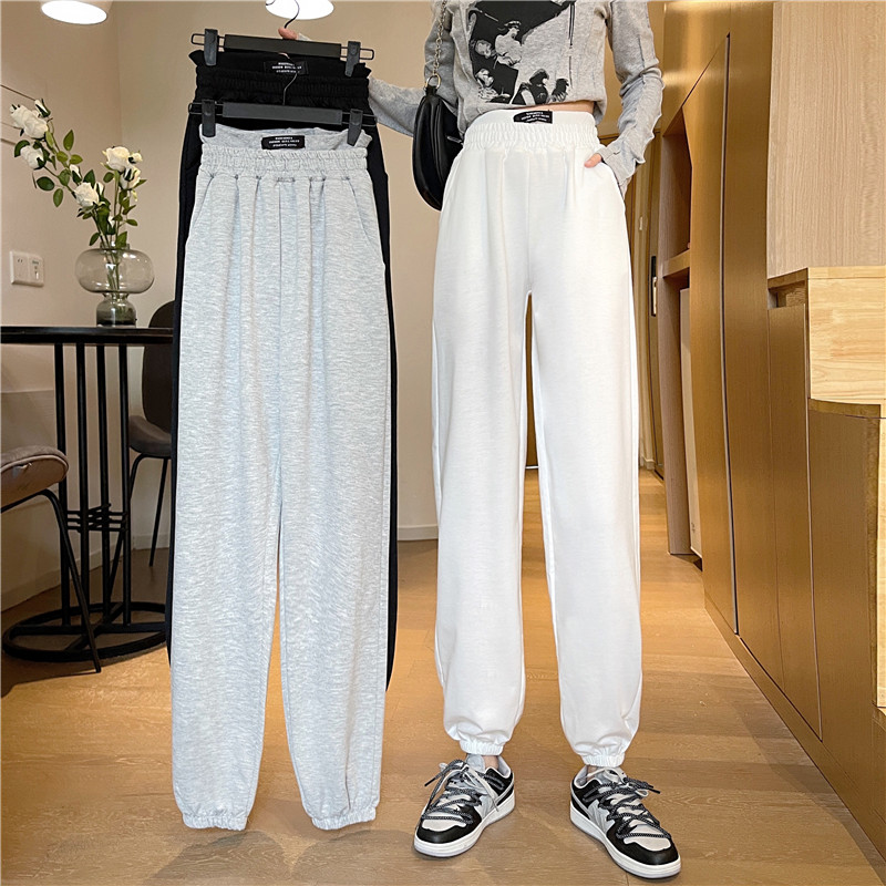Real good fabric 2021 sports leisure pants women's spring new high waist loose wide leg pants