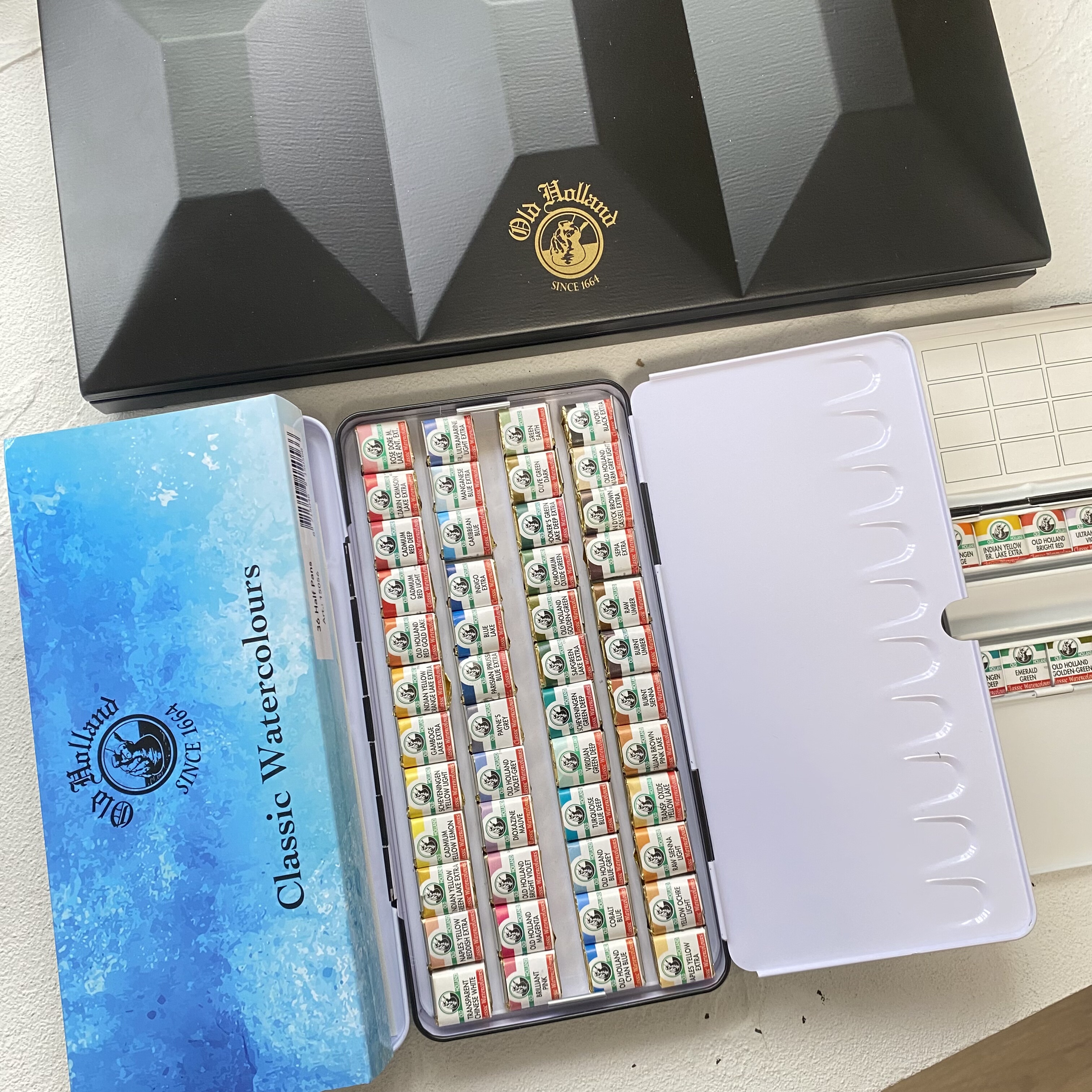 老荷兰大师级水彩颜料原装固体半块基础24色36色48色巨盒40色