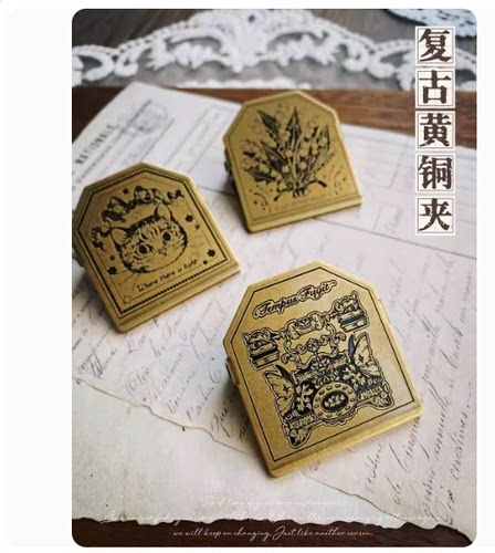 铃兰复古黄铜夹子手账夹金属票据夹旅行本水彩本植物摆拍道具