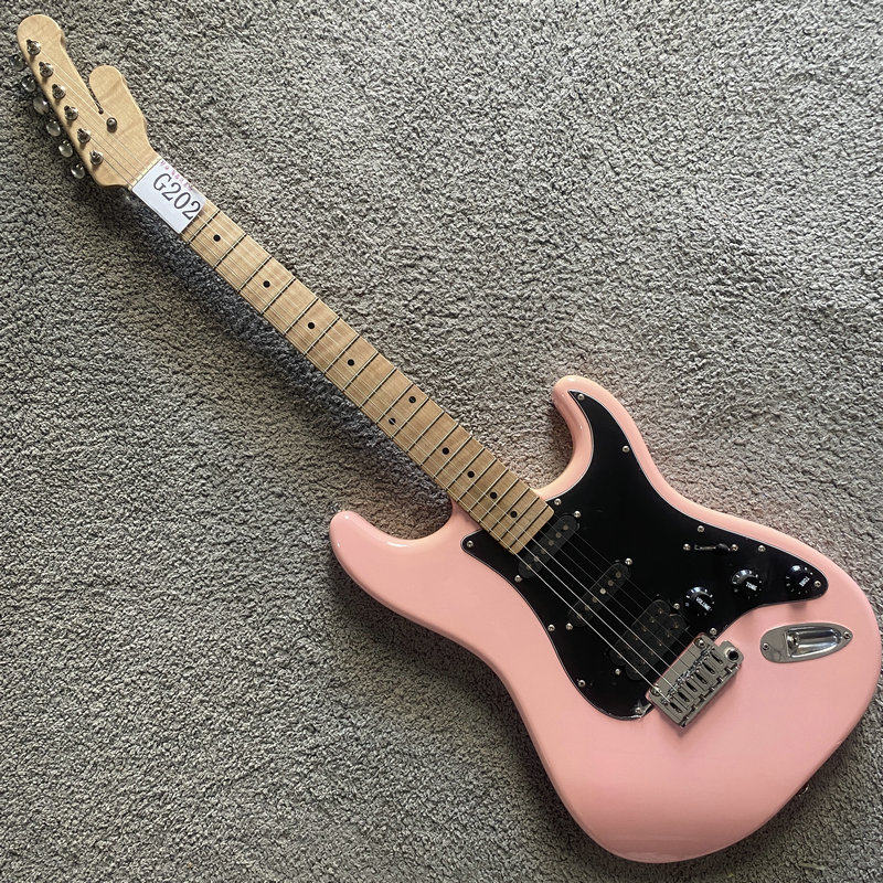 法立达代工小双摇电吉他 SSH铝镍钴拾音器虎纹枫木琴颈纯铜拉弦板