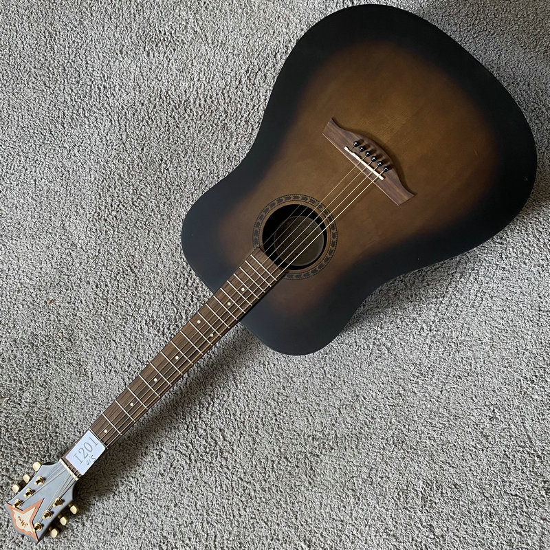 41寸单板木吉他 品牌琴改标款 台产iMMa烟熏色云杉木面单民谣库存