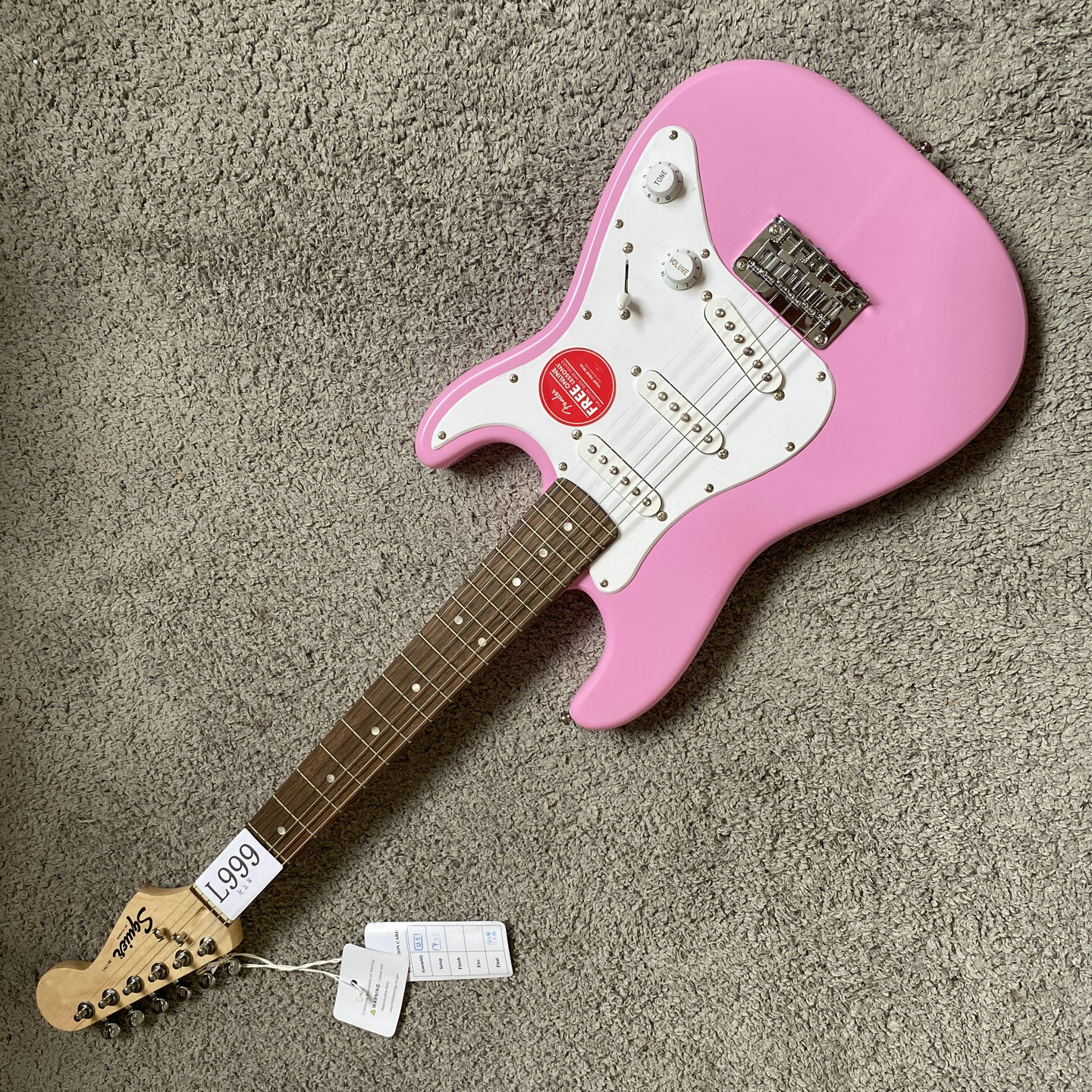 Fender电吉他印尼产ST儿童吉他迷你小款Kitty粉Squier入门练习琴