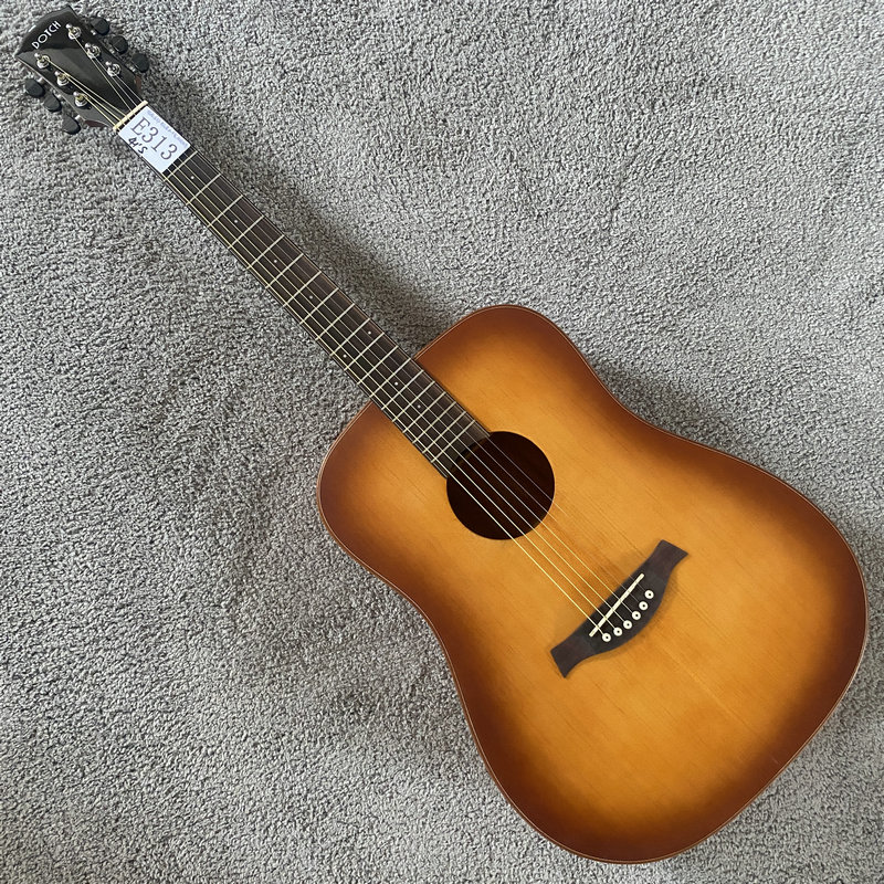 微瑕特价琴 复古黄41英寸单板民谣吉他 正品DOTCH道奇云杉木面单