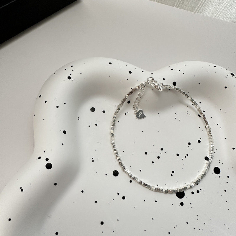 夏尼S925纯银韩版碎银子项链简约异形小石头手链