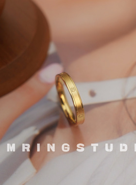 高保色百搭螺丝钉雾面戒指