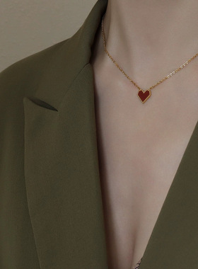 不掉色复古小爱心显白锁骨链