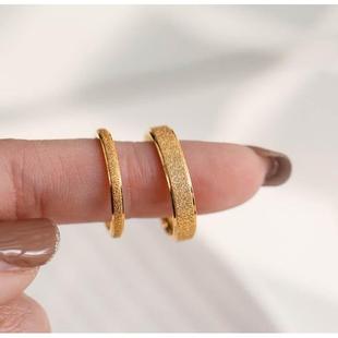 小众轻奢精致金色磨砂戒指女食指素圈简约冷淡风高级感B112