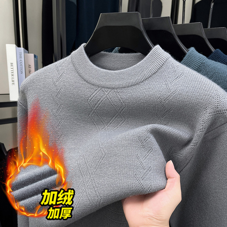 2025冬季中年男士加厚毛衣中老年爸爸冬装百搭保暖针织羊毛衫男装
