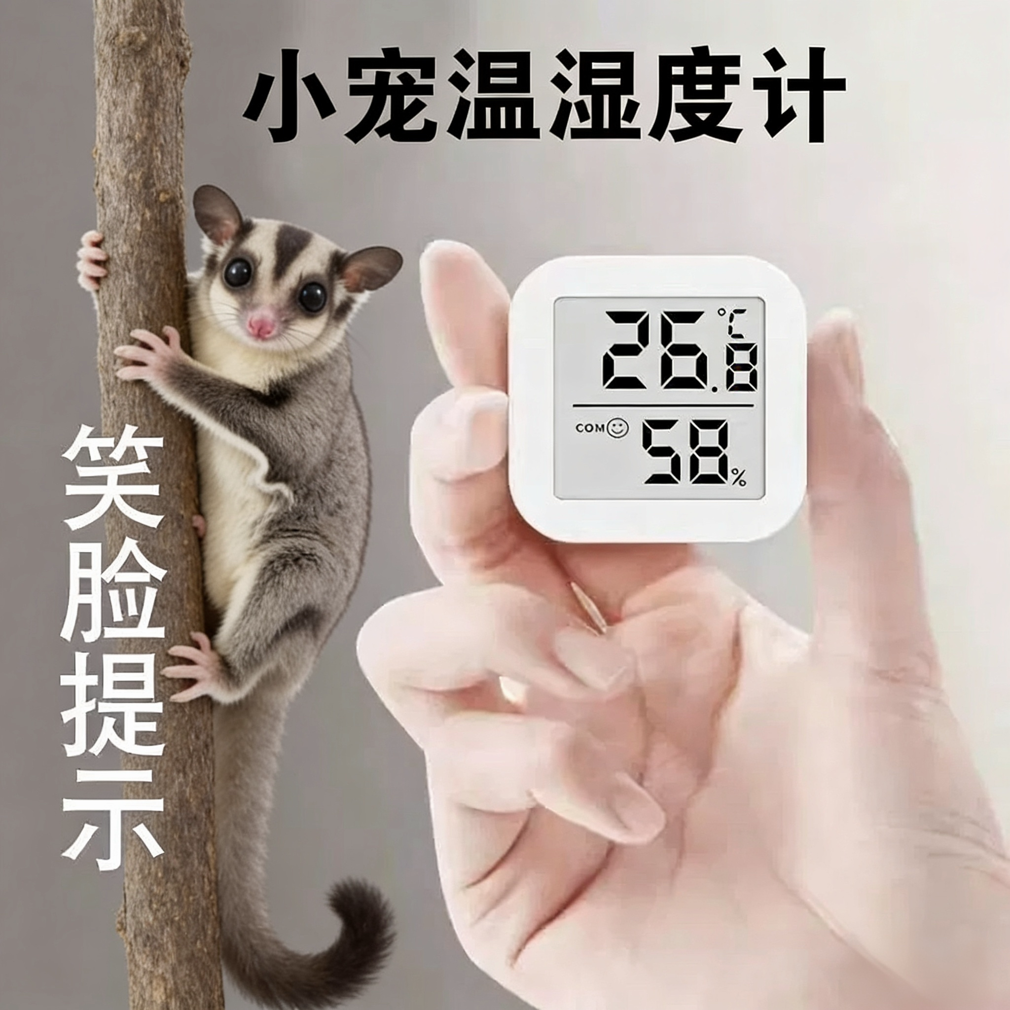 温湿度计蜜袋鼯爬宠仓鼠电子温度计鹦鹉高精度保温控温笼子湿度计