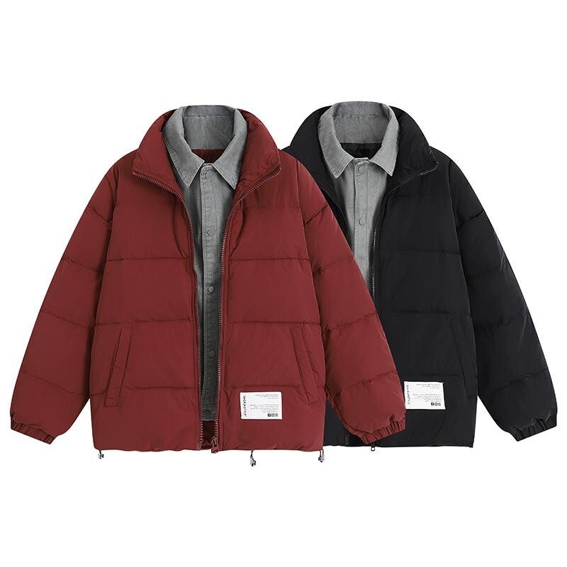 YR0027-P178-新款羽绒服外套牛仔领假两件宽松白鸭绒羽绒服外套男,男装羽绒服,电商C309A