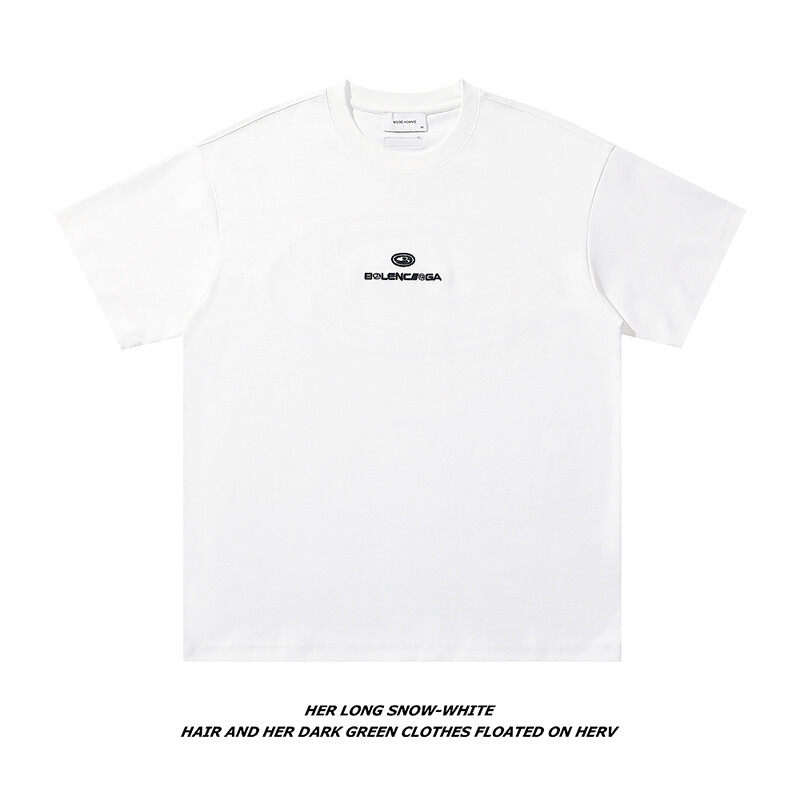 T7777-P45白底平铺夏装宽松短袖T恤美式发泡印花半袖体恤，男装T恤，电商C309A