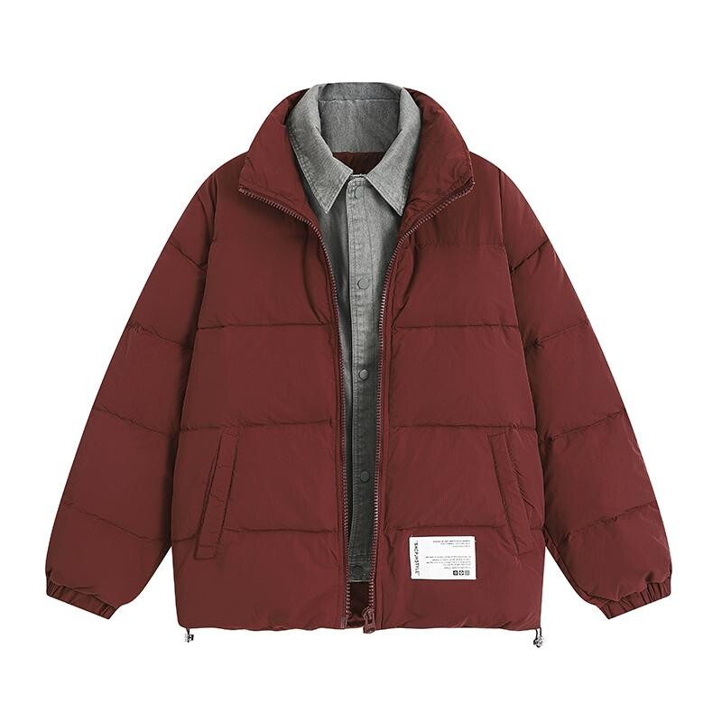 YR0027-P178-新款羽绒服外套牛仔领假两件宽松白鸭绒羽绒服外套男,男装羽绒服,电商C309A
