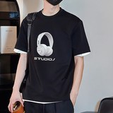 T6317-P4567.7%棉32.3%聚酯纤维发泡工艺立体设计小众短袖T恤，男装T恤，电商C309A