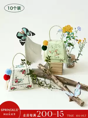 Springkle Chinese style pastoral imitation porcelain wedding candy box creative high-end wedding portable candy bag gift box